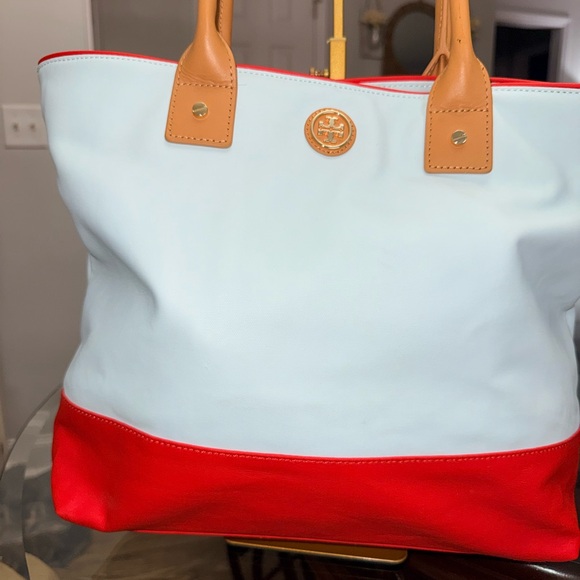Tory Burch light blue and red Tote Bag - Picture 2 of 10